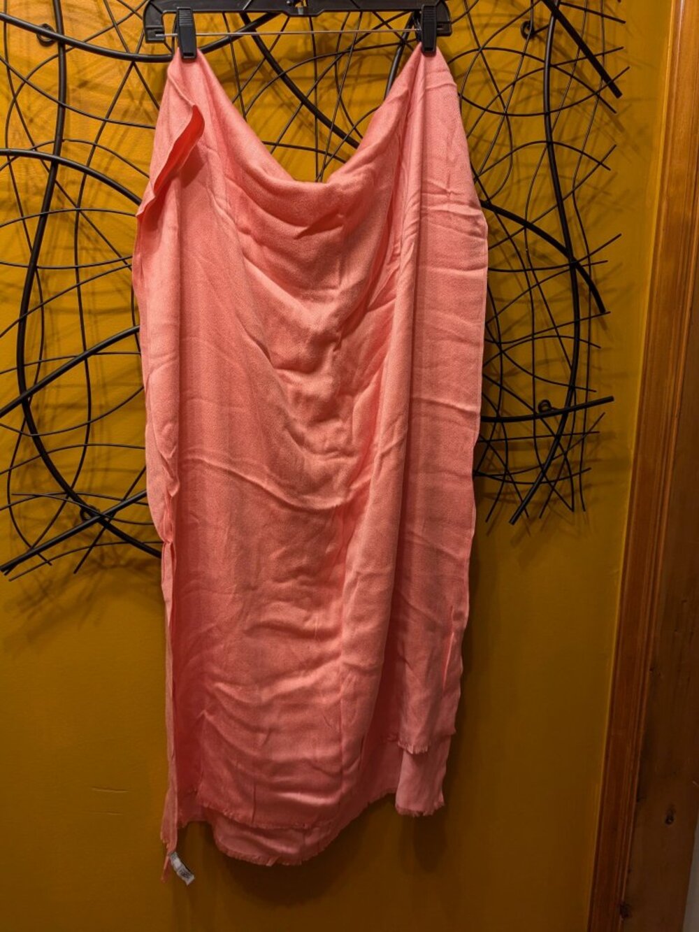 Pink Lightweight Woven Wrap 76 x 26 Frayed Edges